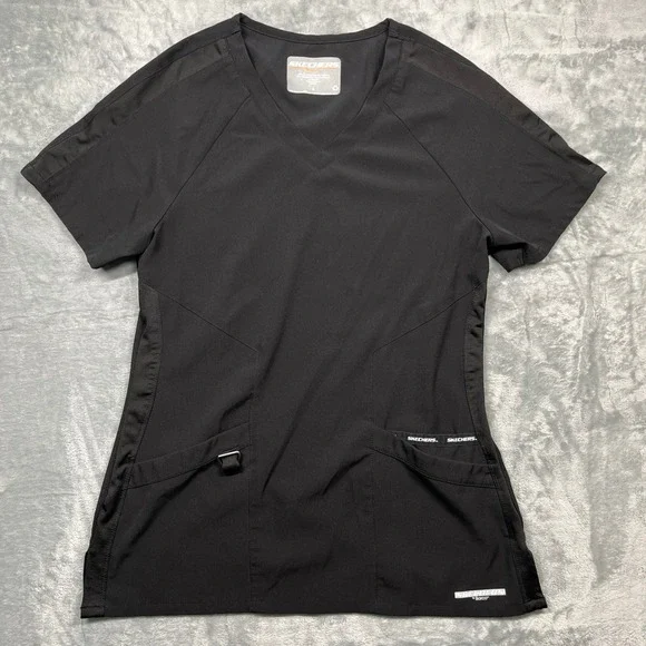 Skechers by Barco Scrub Set Women Gray Black Navy 3 Piece Bundle V-Neck Jogger S - Picture 7 of 16